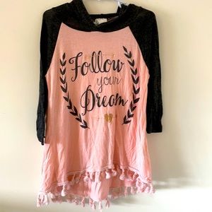 Hyssop Girls’ Hooded Fringe Tee